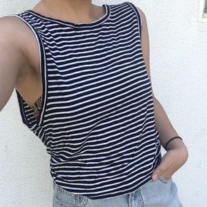 Stretchy soft striped muscle tank